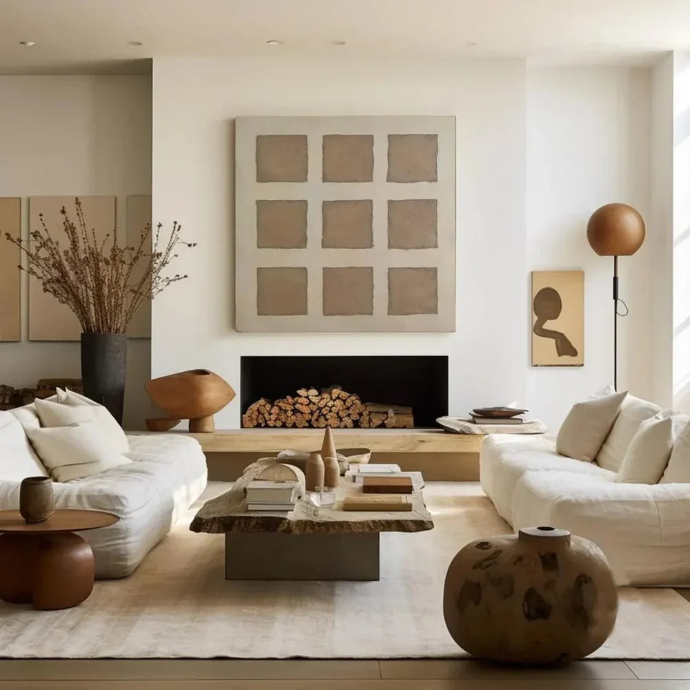 Beige & Brown Wabi Sabi Abstract Wall Art #WT040