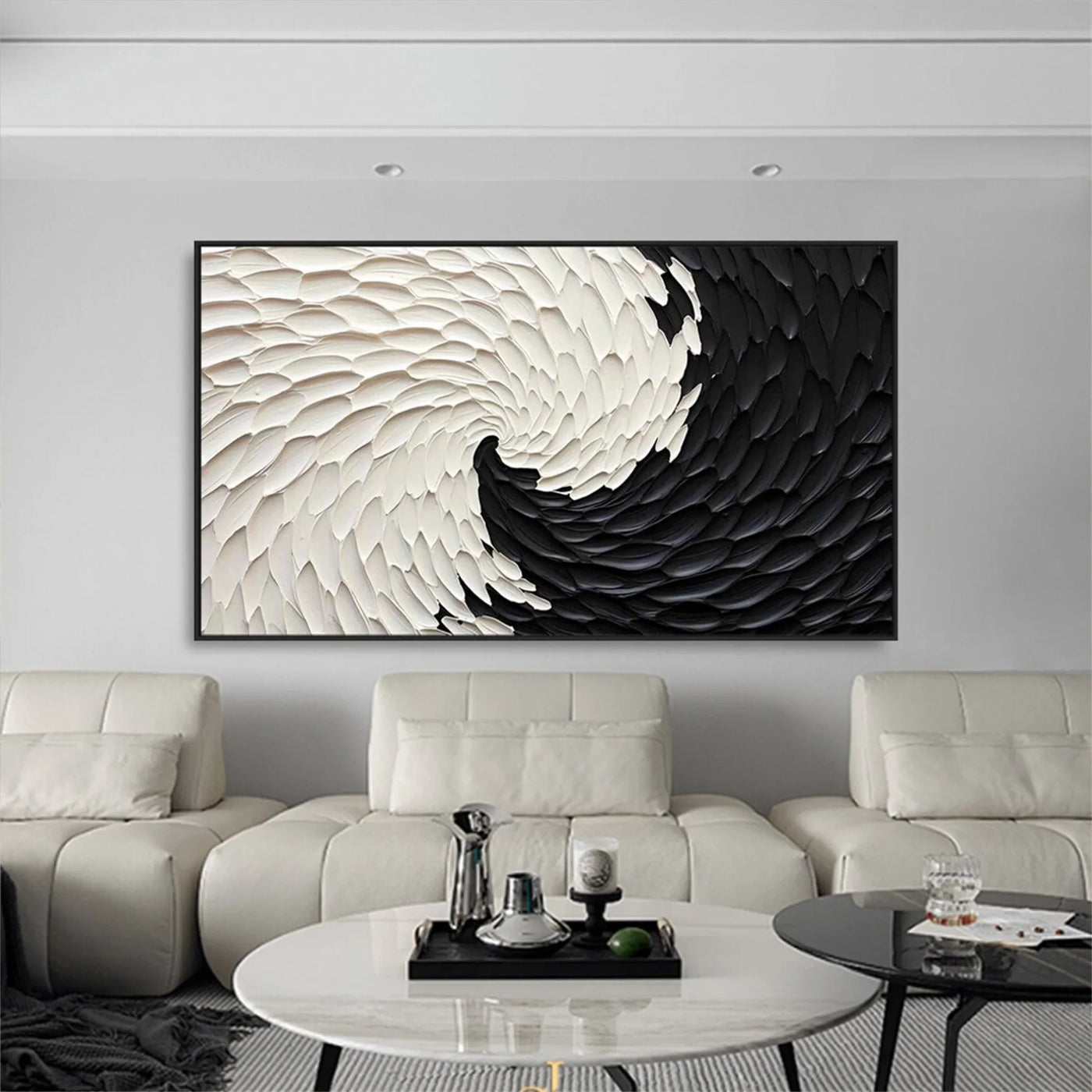 Black and White Minimalist Textured Wall Art #MT102