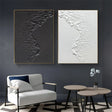 Black and White Minimalist Textured Wall Art Set of 2 #MT067