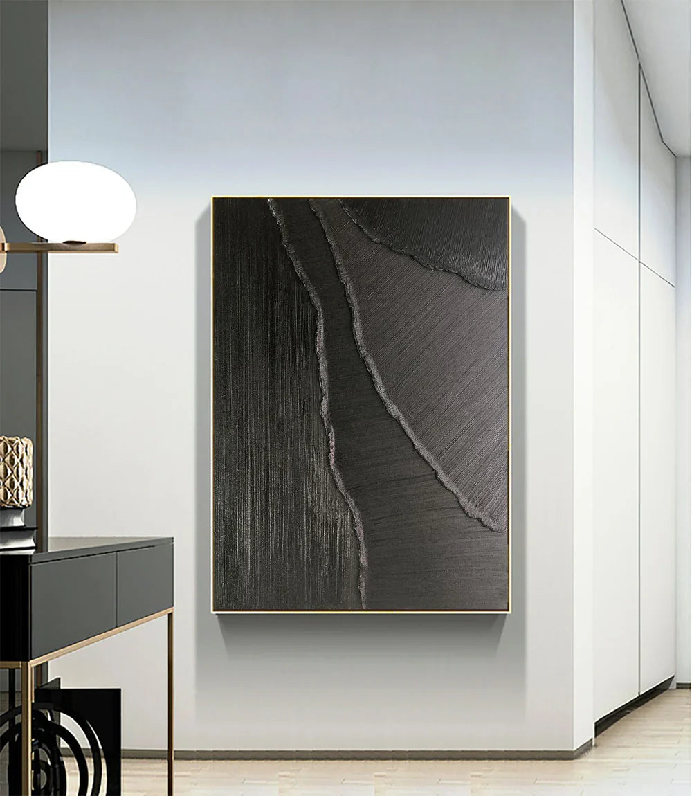 Black Minimalist Textured Wall Art #MT080