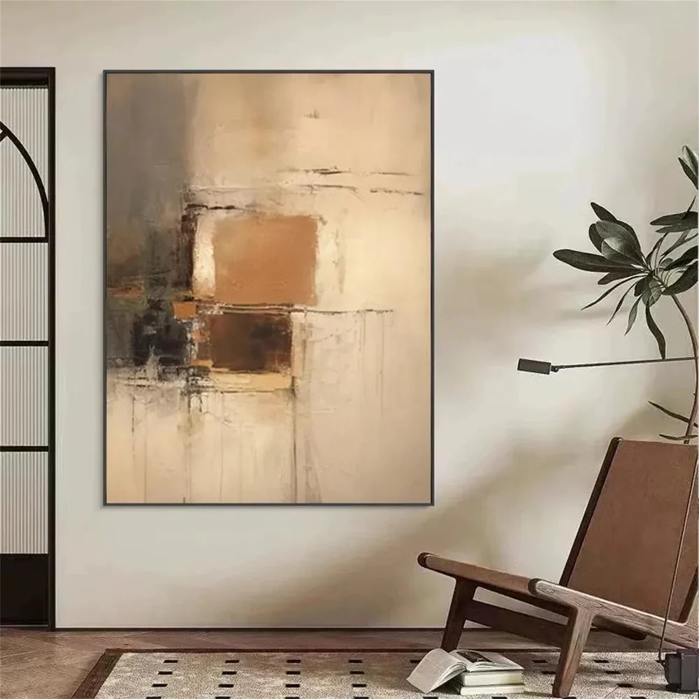 Beige and Brown Abstract Wall Art  #AT104