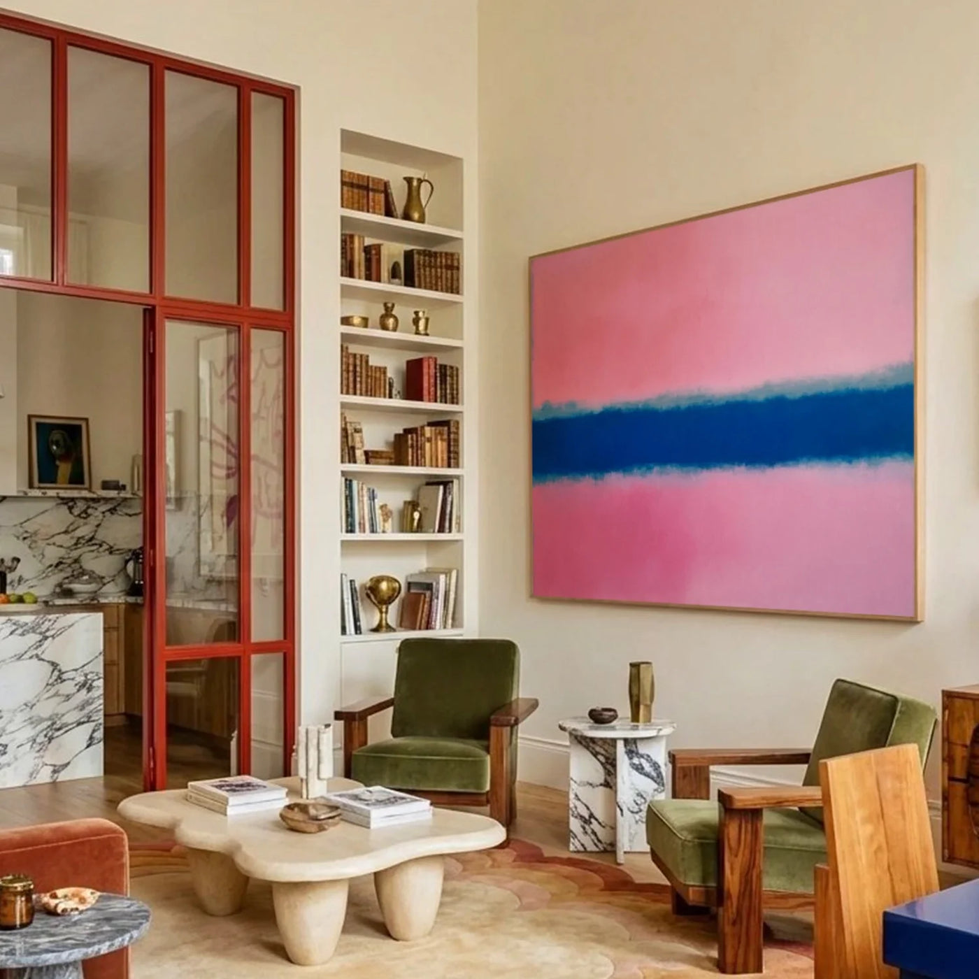 Pink and Blue Minimalist Wall Art #MT144