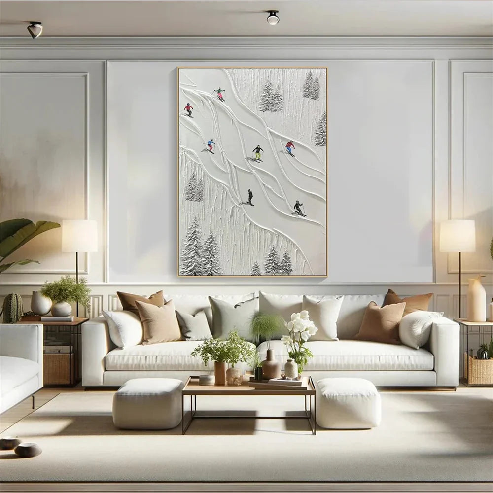 Skiing Sport Art Textured Canvas #PT005