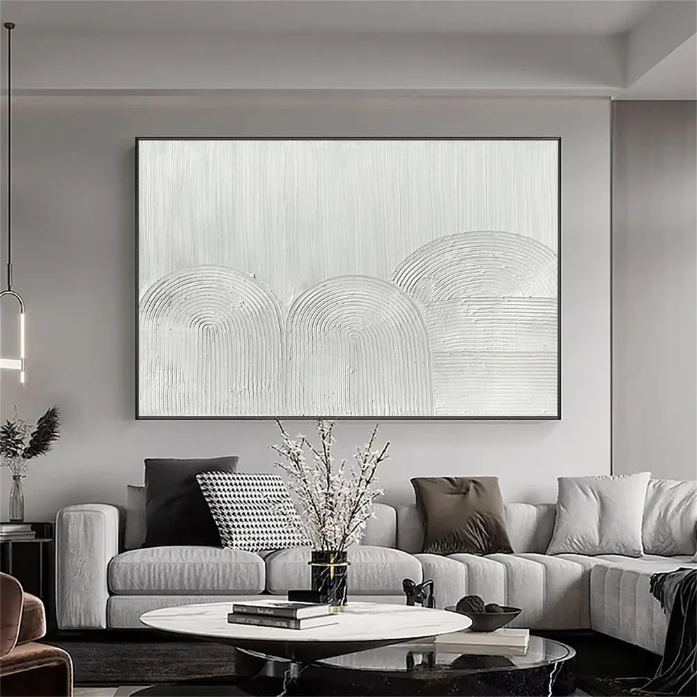 White Minimalist Textured Wall Art #MT126