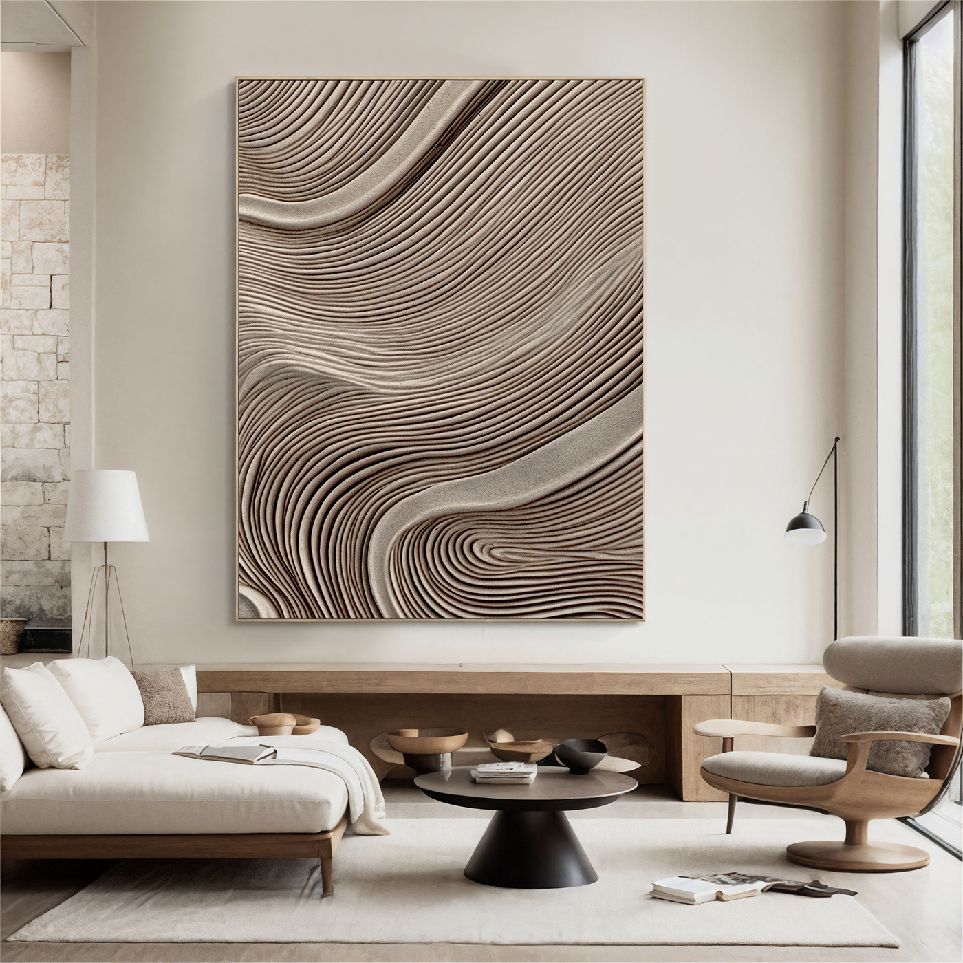 Textured Wave Sophistication | Beige Grey