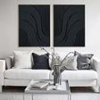 Black Minimalist Textured Wall Art Set of 2 #MT029