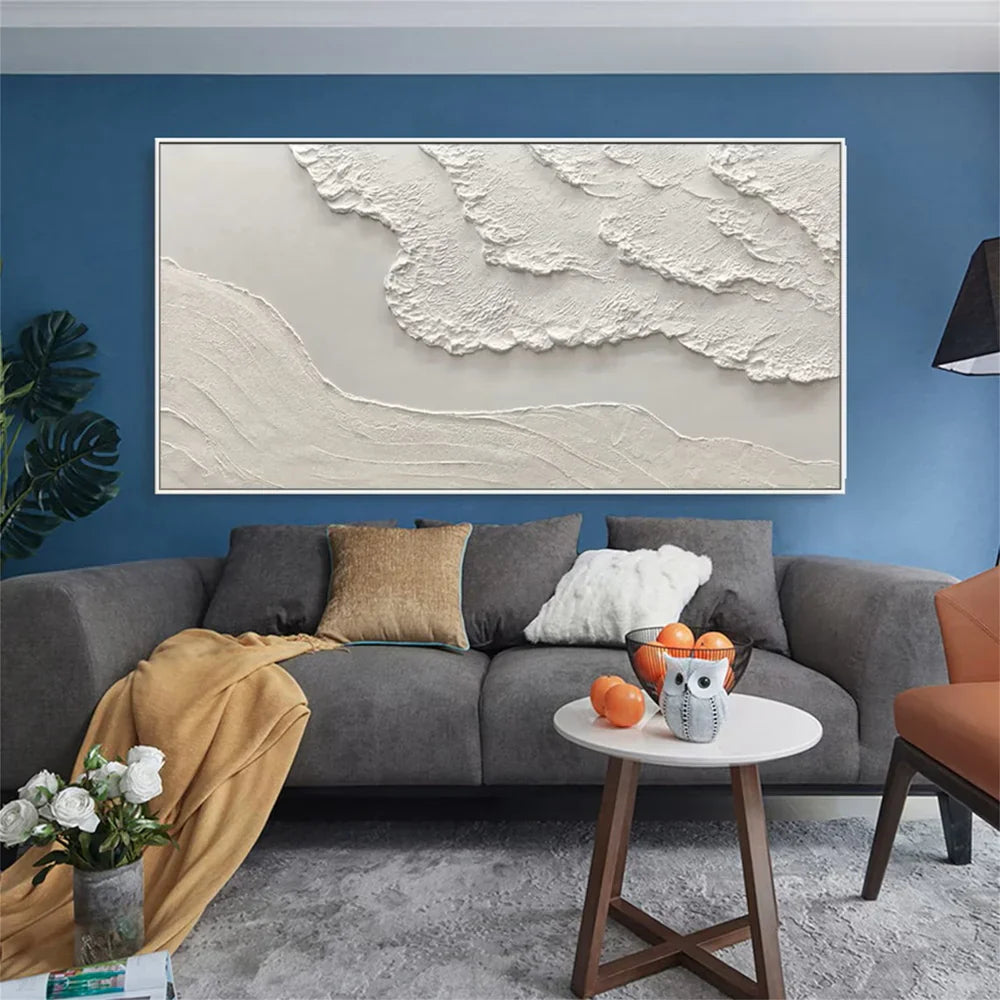 White Minimalist Textured Wall Art #MT072