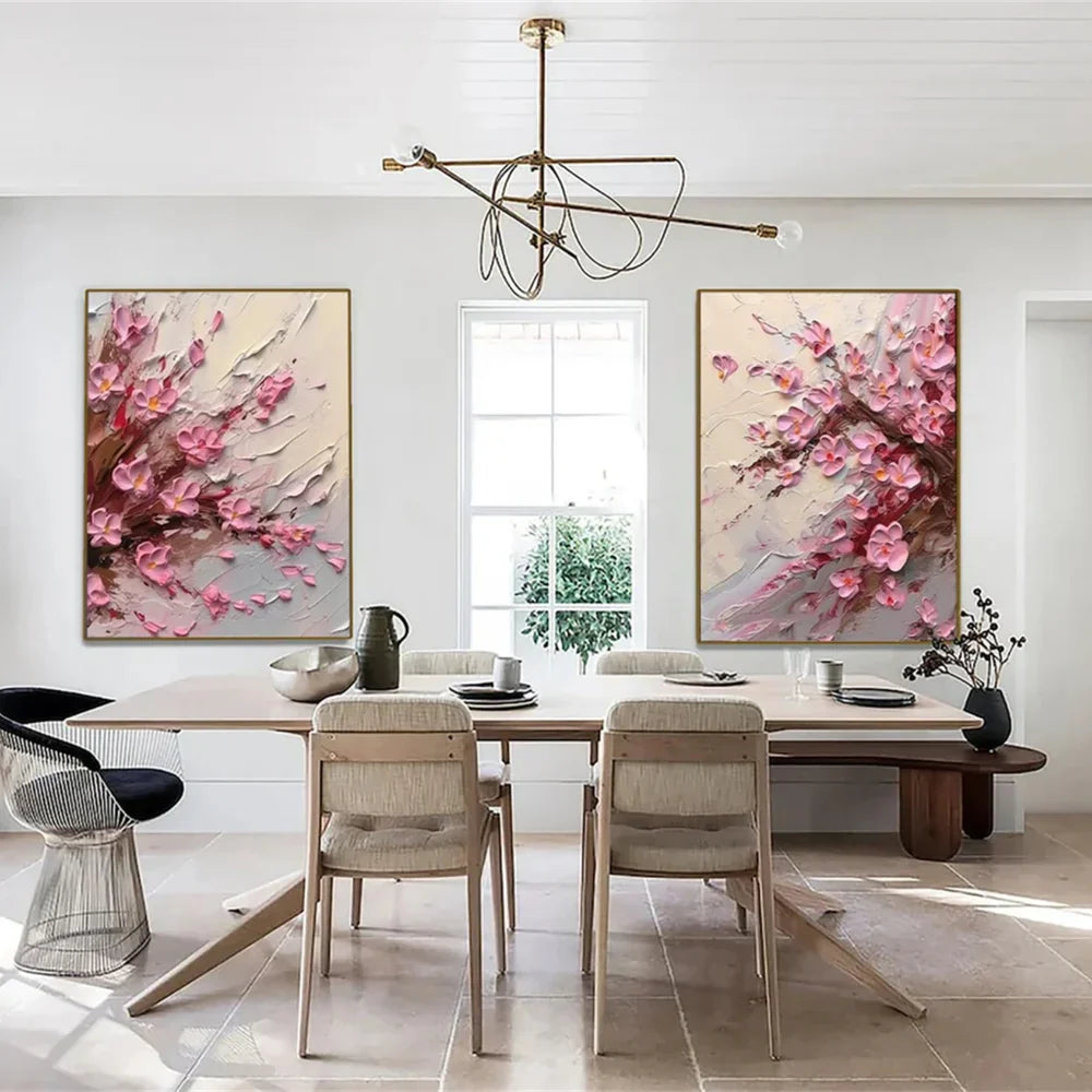 Flower & Tree Textured Abstract Wall Art Set of 2 #SF040