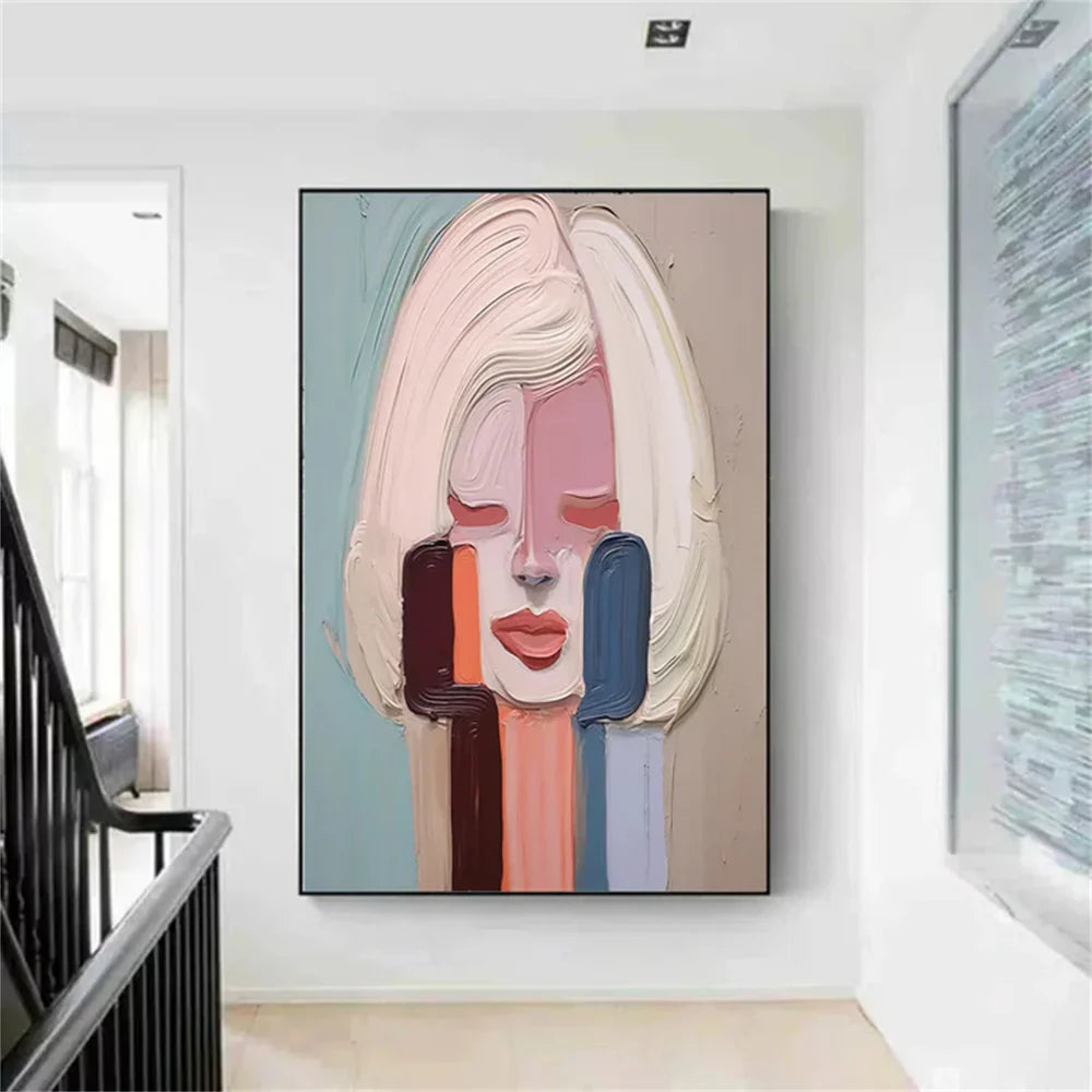 Abstract Portrait Textured Wall Art #PB014