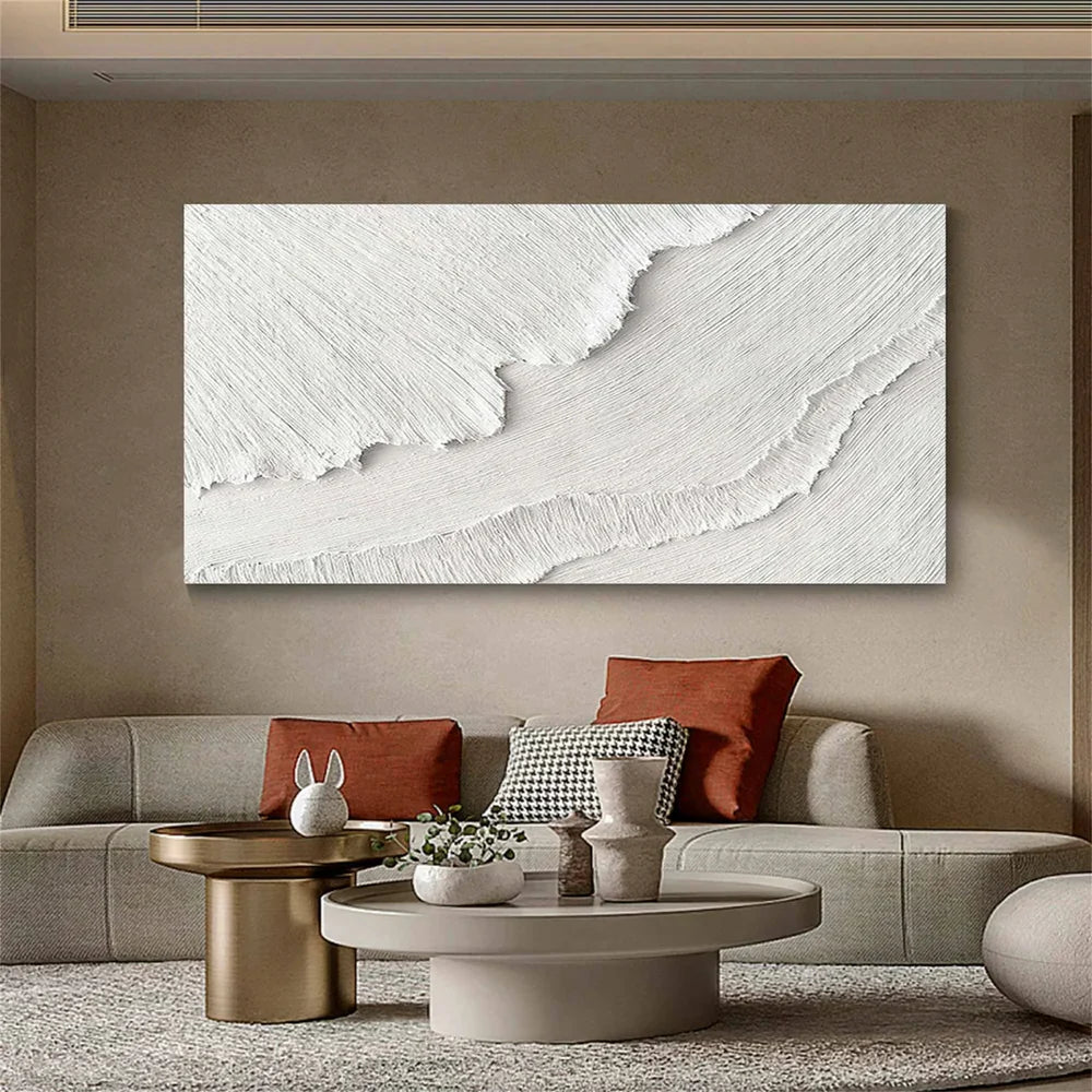 White Minimalist Textured Wall Art #MT120