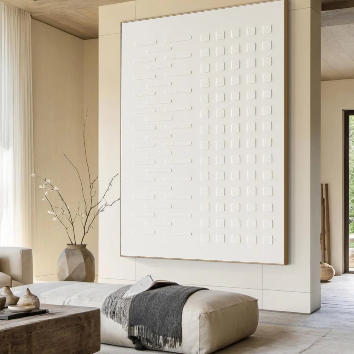 White Minimalist Textured Wall Art #MT140