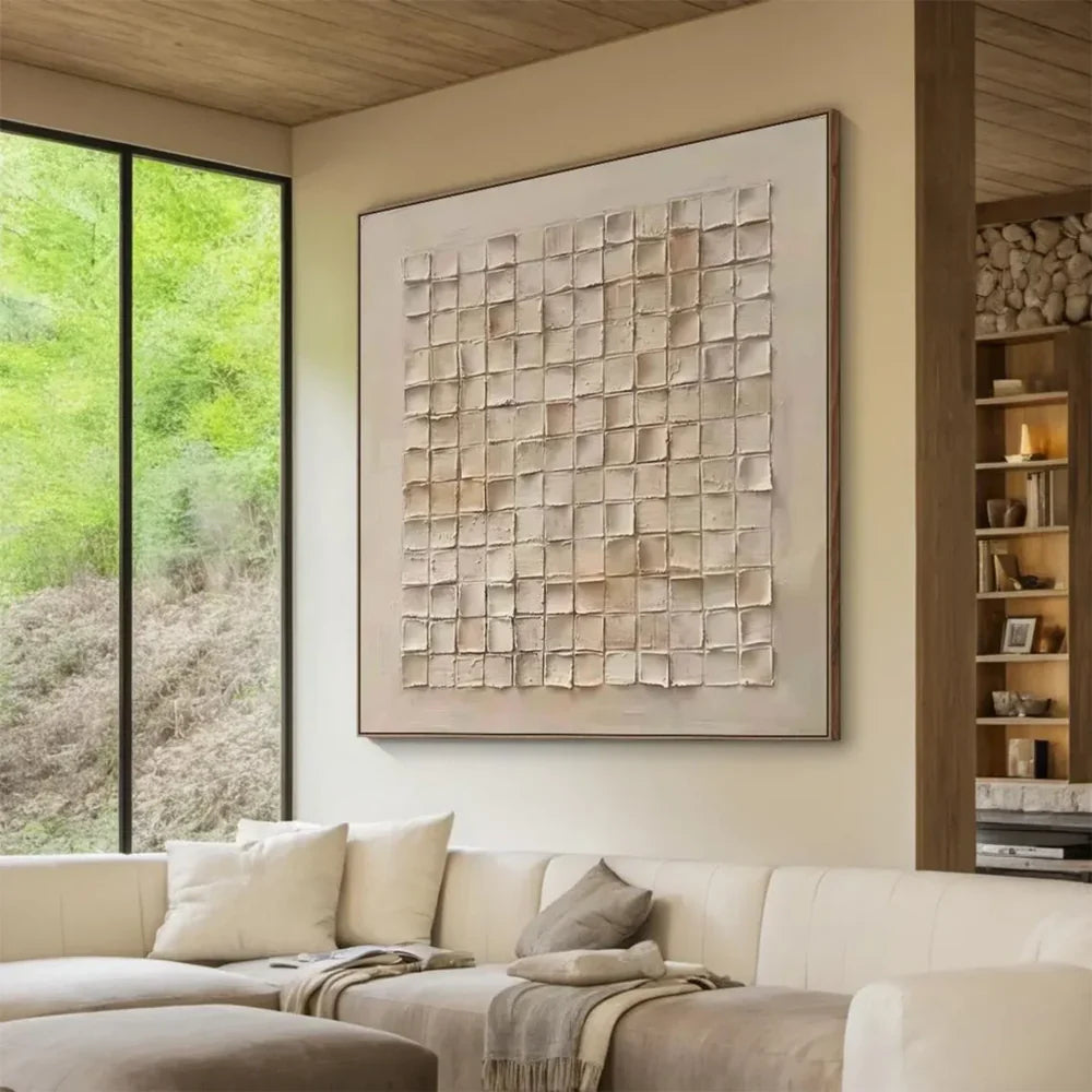 Beige and Brown Abstract Texture Wall Art  #AT047
