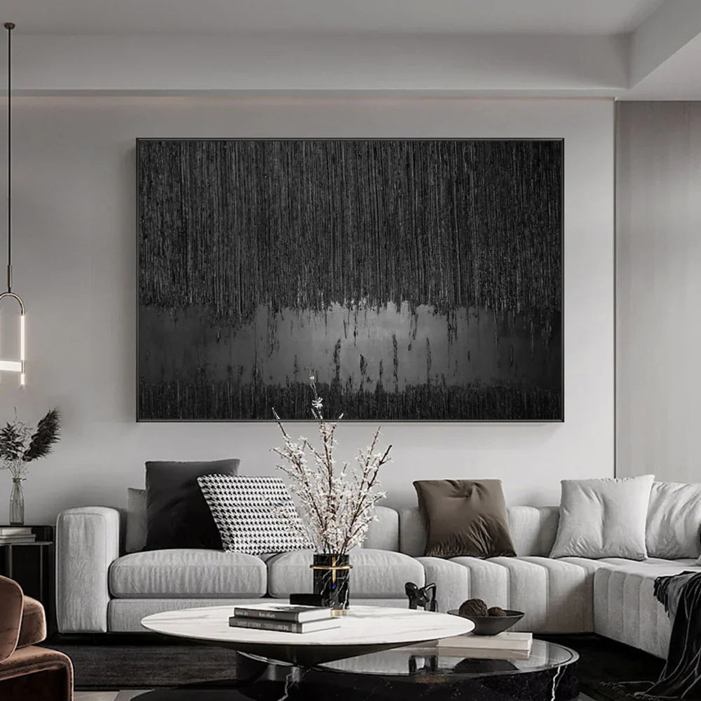 Black Minimalist Textured Wall Art #MT051