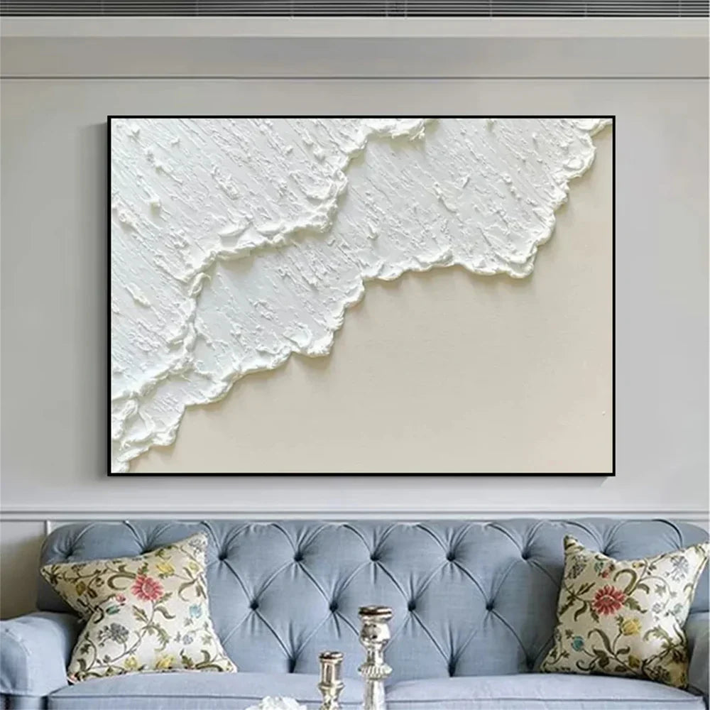 White Minimalist Textured Wall Art #MT059