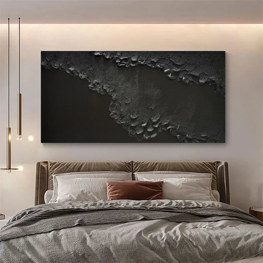 Black Minimalist Textured Wall Art #MT081
