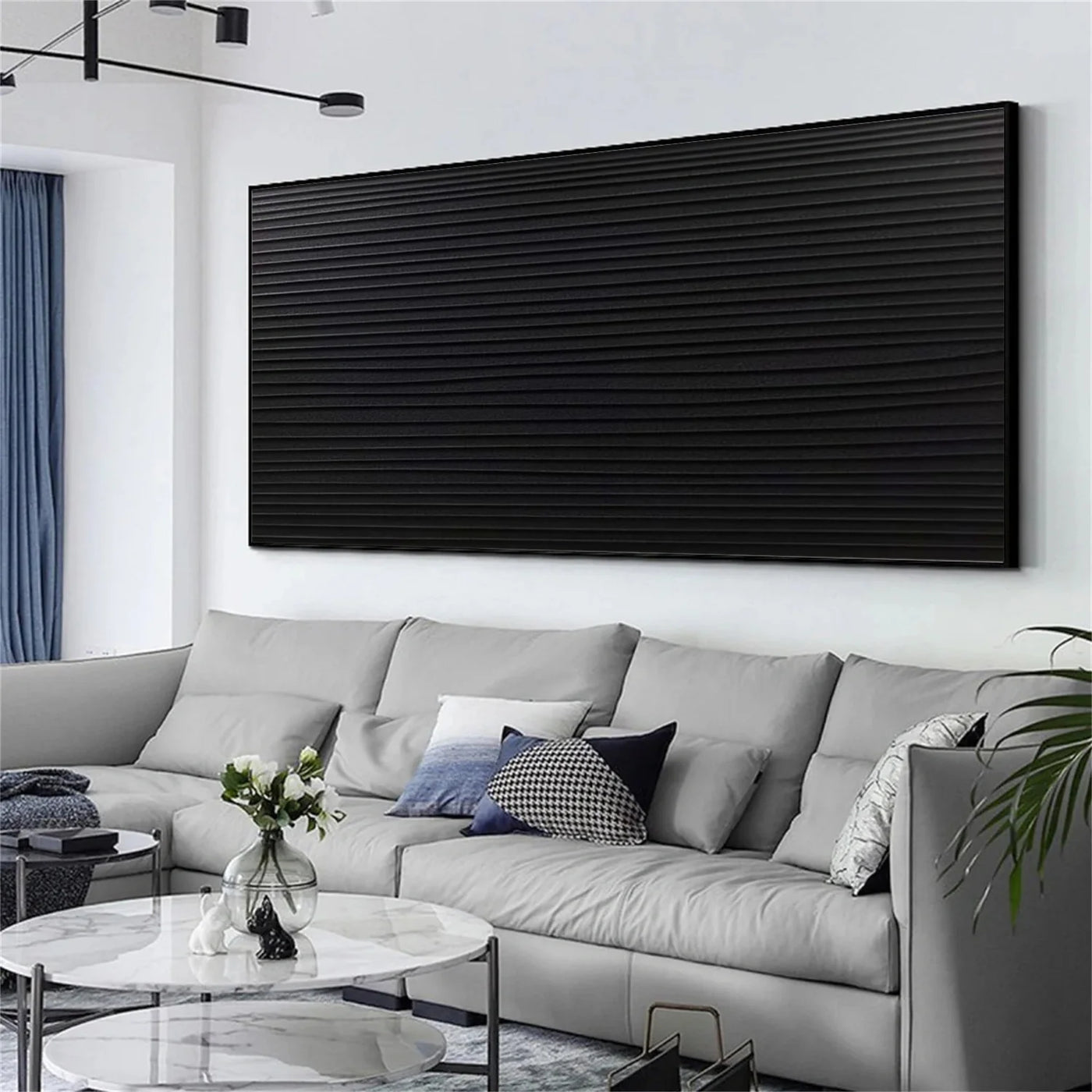 Black Minimalist Textured Wall Art #MT133