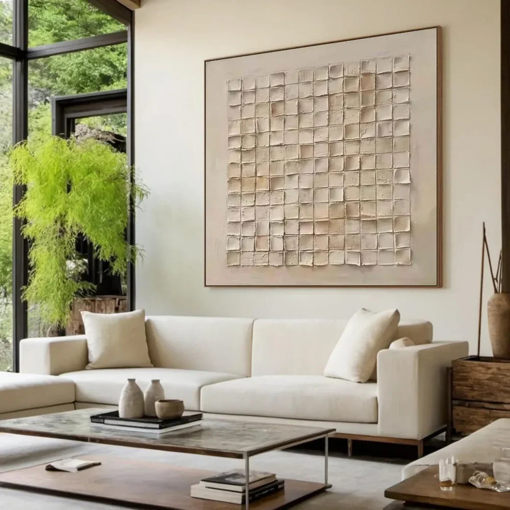 Beige and Brown Abstract Texture Wall Art  #AT047