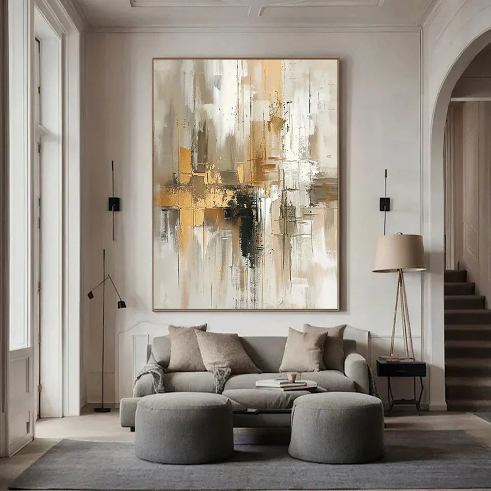 Beige and Brown Abstract Wall Art #AT001