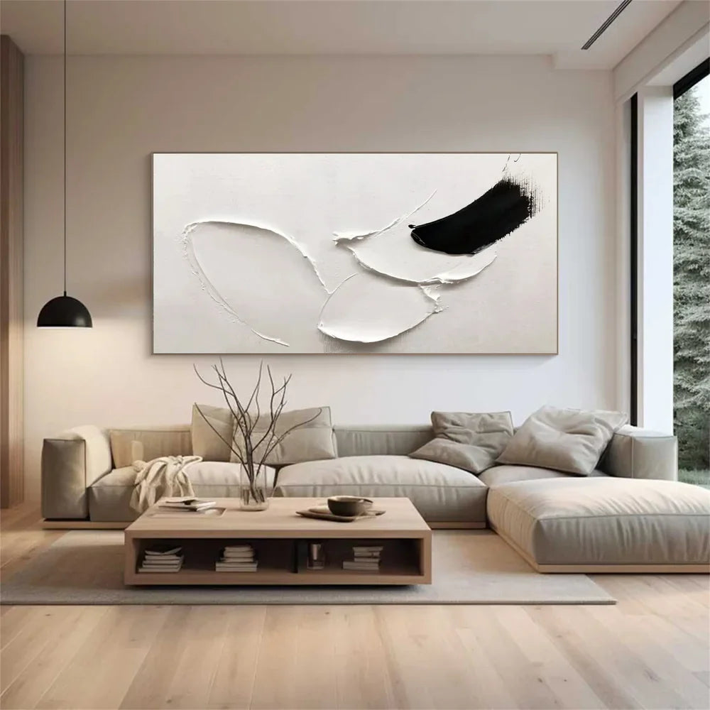 Black and White Minimalist Textured Wall Art #MT115