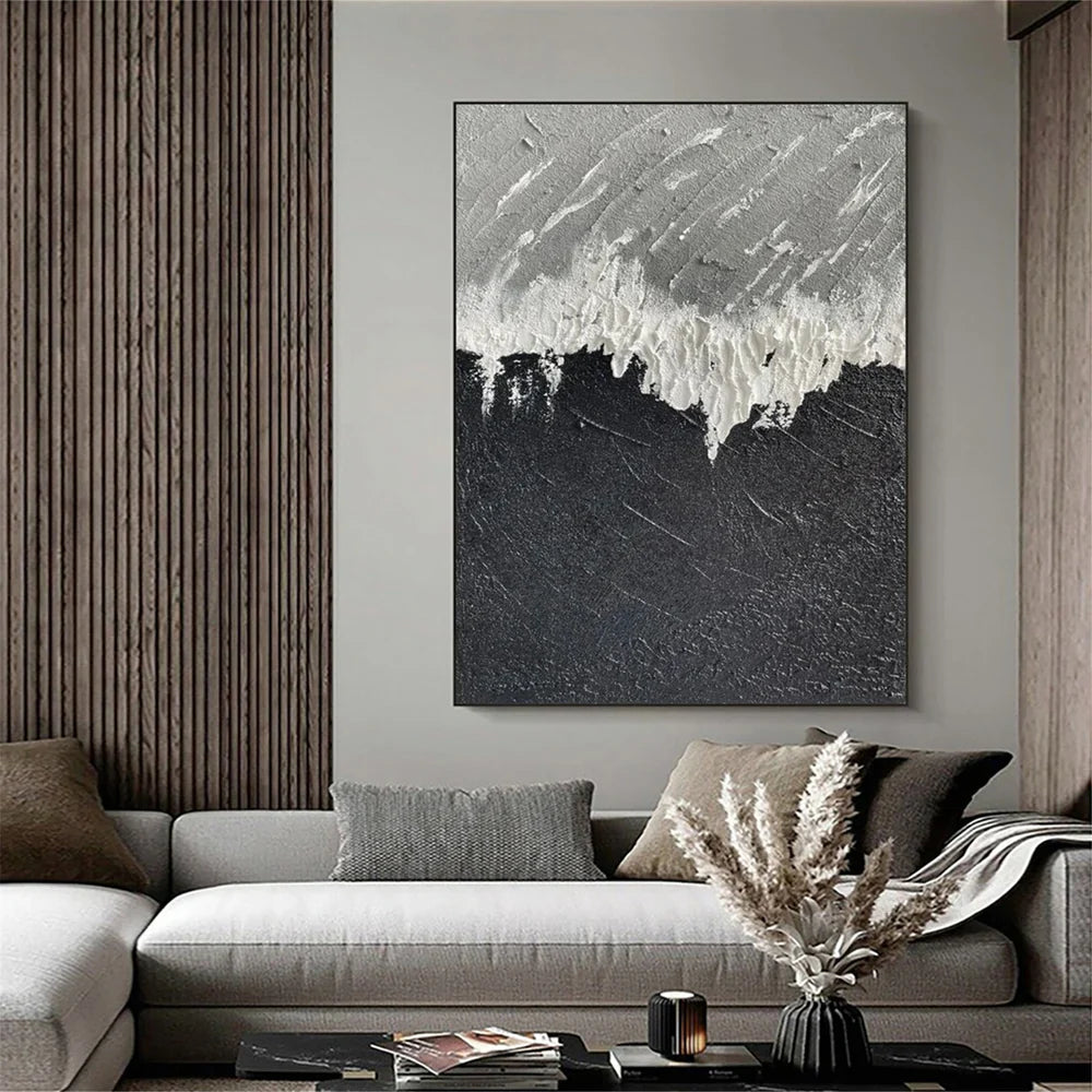 Black and White Minimalist Textured Wall Art #MT069