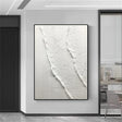 White Minimalist Textured Wall Art #MT076