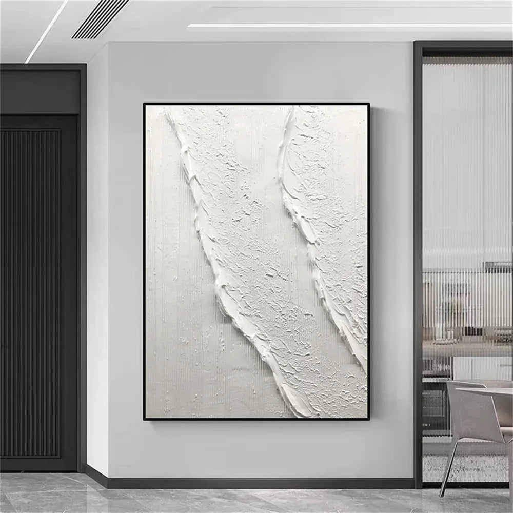 White Minimalist Textured Wall Art #MT076