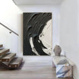 Black and White Minimalist Textured Wall Art #MT044