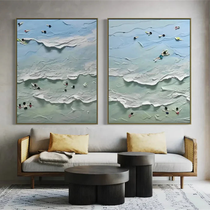 Swimming Sport Art Textured Canvas Set of 2 #PT027