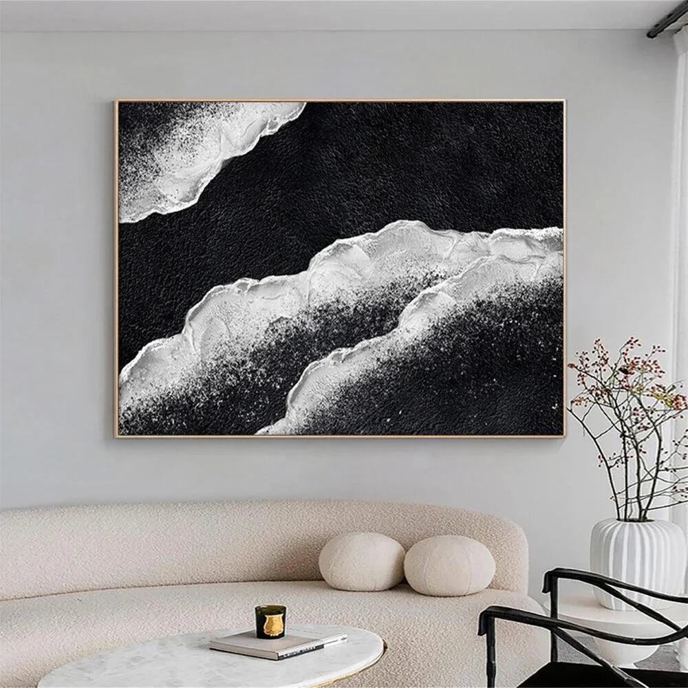Black and White Minimalist Textured Wall Art #MT070