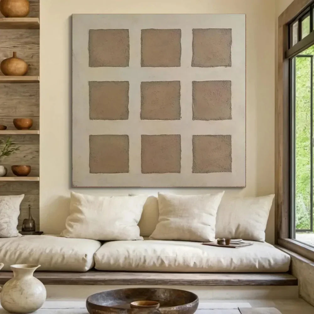 Beige & Brown Wabi Sabi Abstract Wall Art #WT040