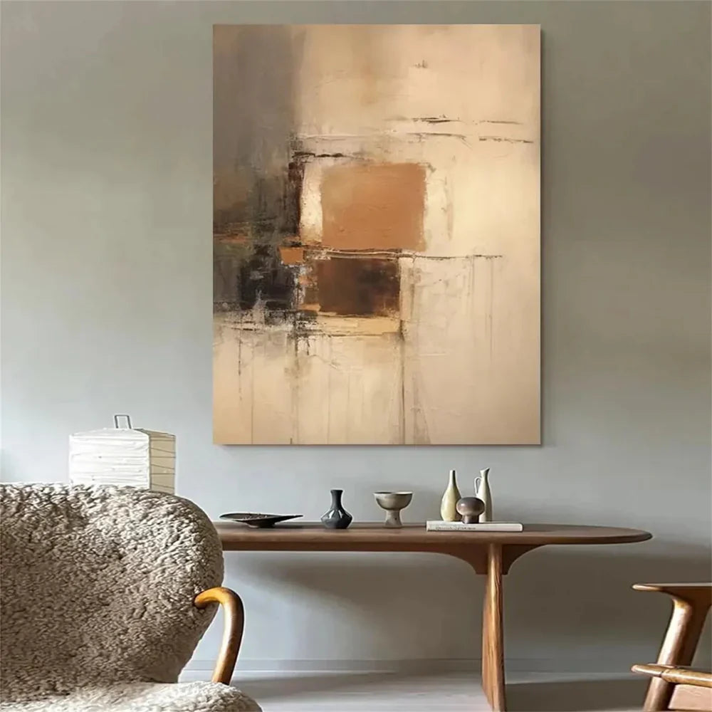 Beige and Brown Abstract Wall Art  #AT104
