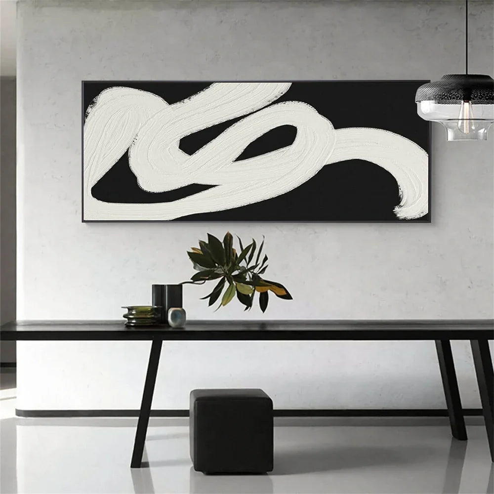 Black and White Minimalist Textured Wall Art #MT045
