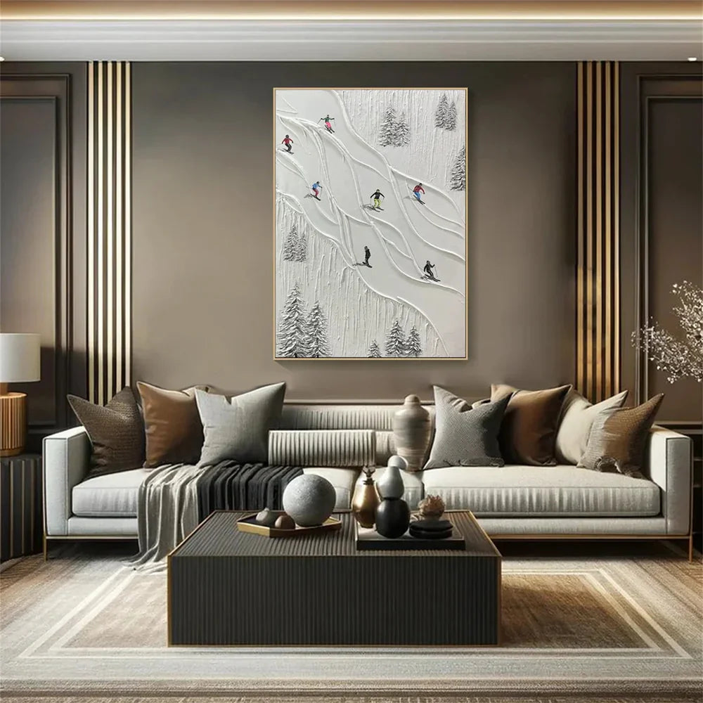 Skiing Sport Art Textured Canvas #PT005