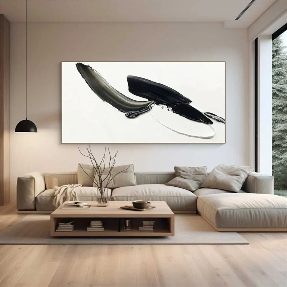Black and White Minimalist Textured Wall Art #MT114