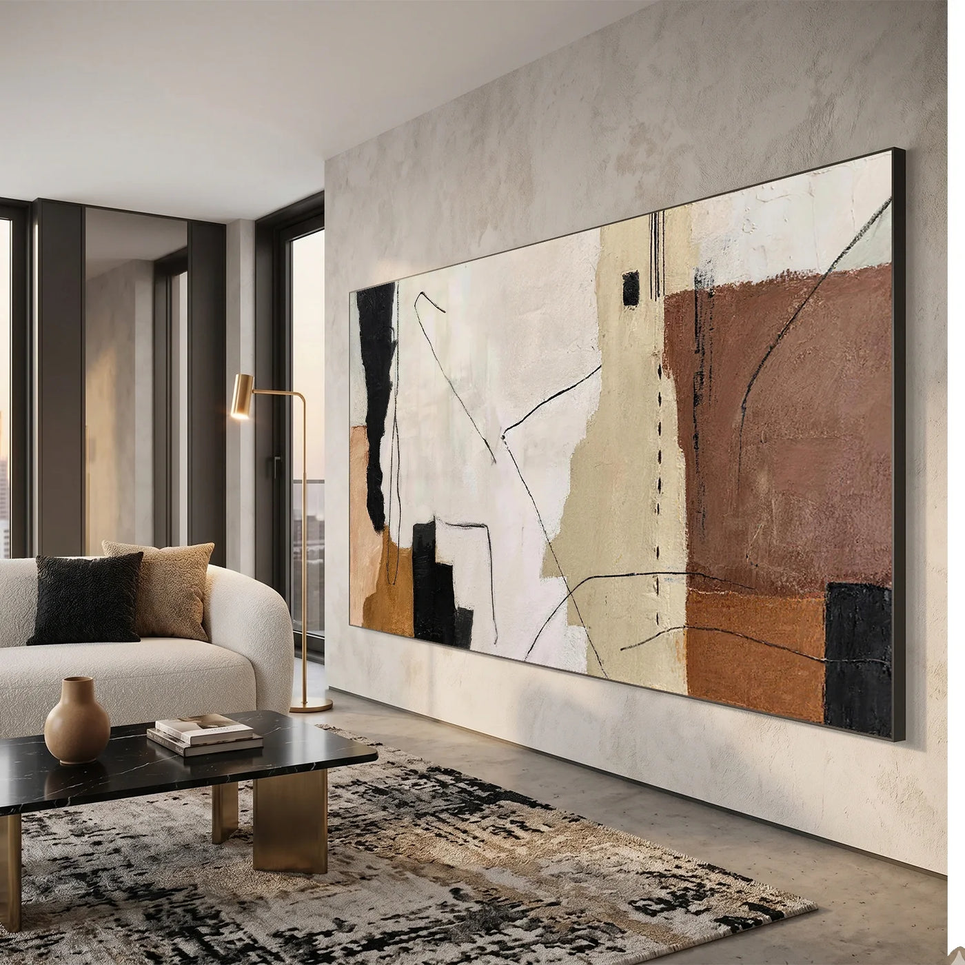 Beige and Brown Abstract Wall Art #AT178
