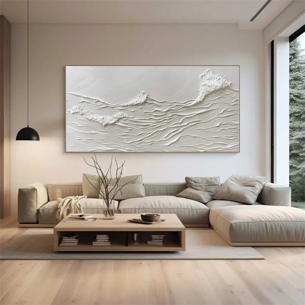 White Minimalist Textured Wall Art #MT119