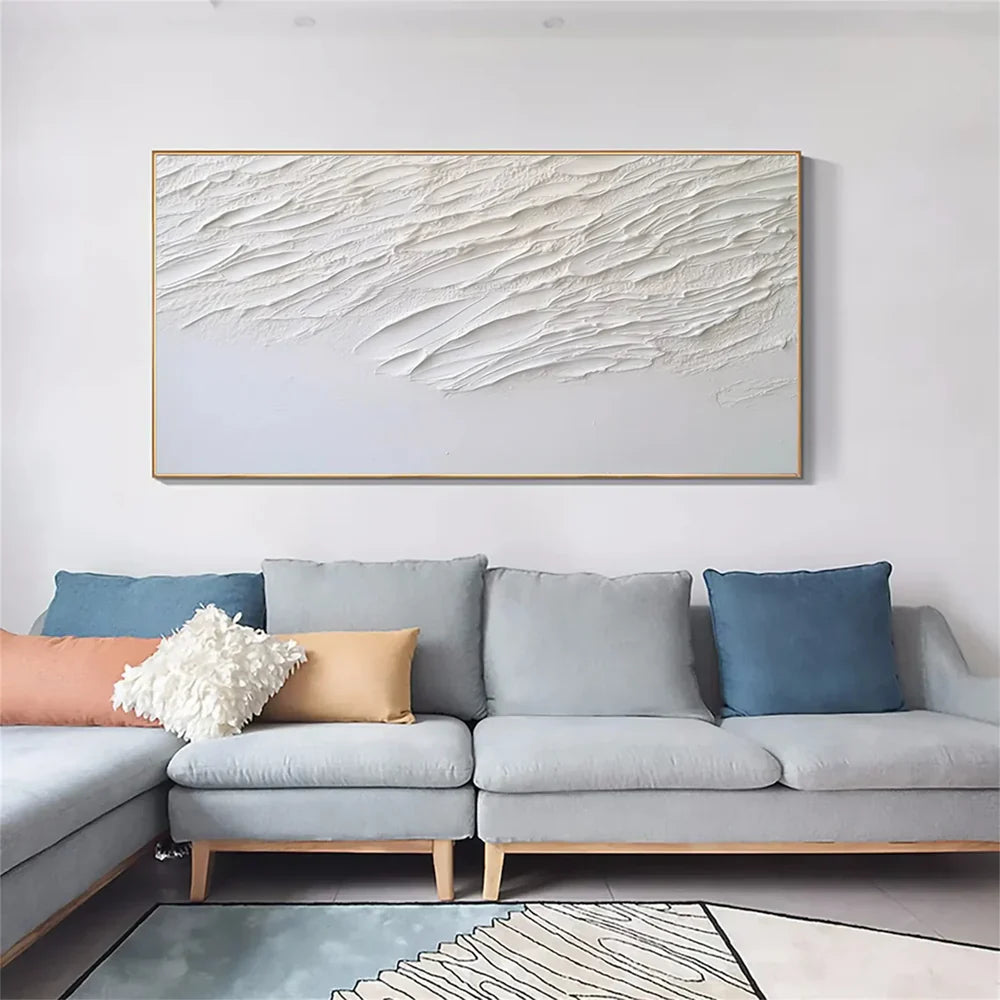 White Minimalist Textured Wall Art #MT118