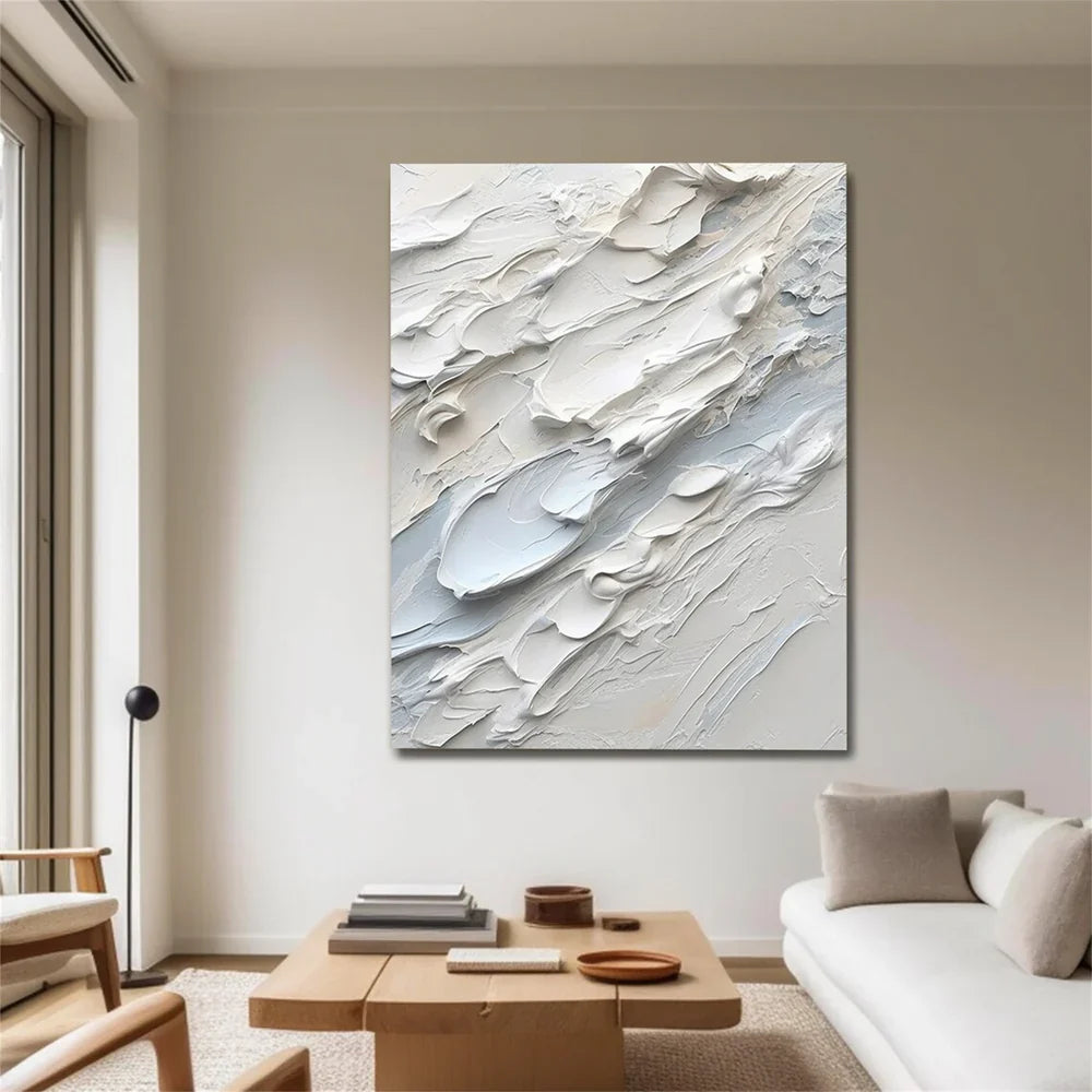 White Minimalist Textured Wall Art #MT058
