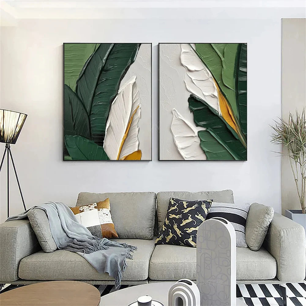 Flower & Tree Textured Abstract Wall Art Set of 2 #SF022