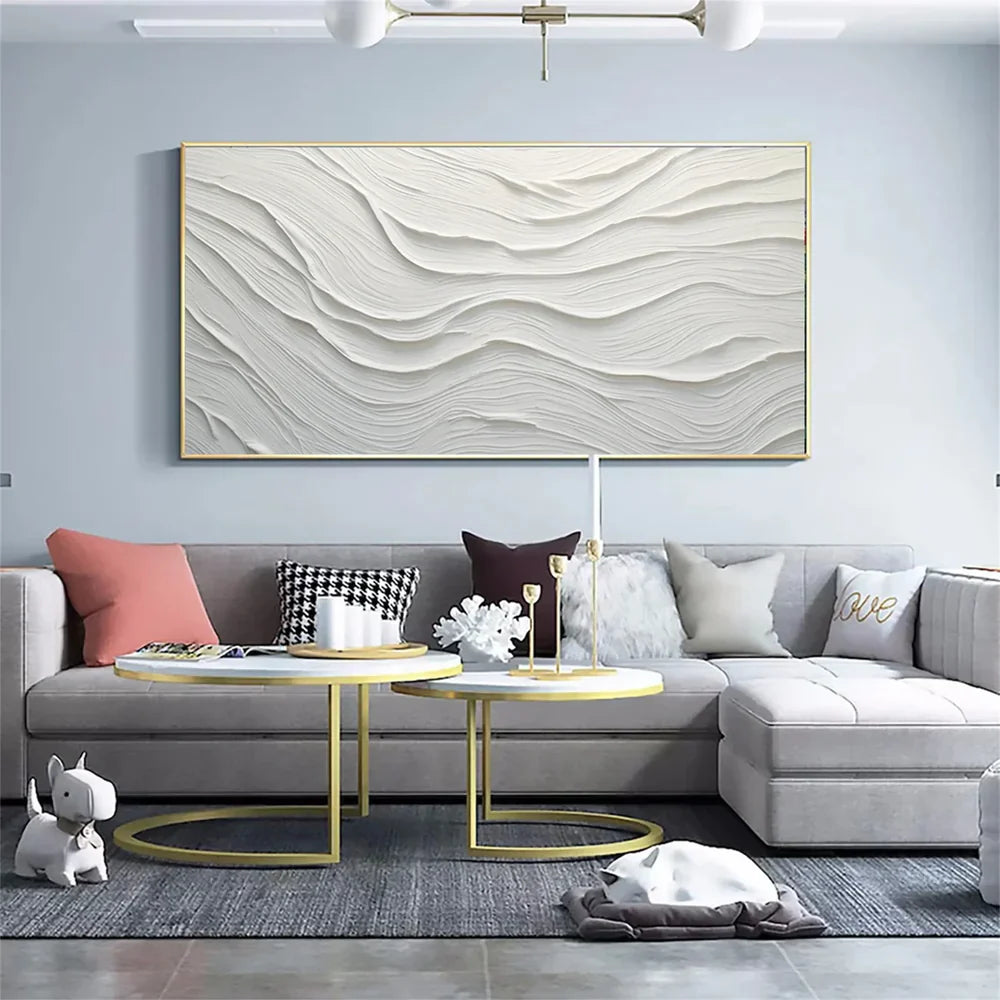 White Minimalist Textured Wall Art #MT073
