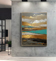 Textured Gilded Horizon | Teal Accents