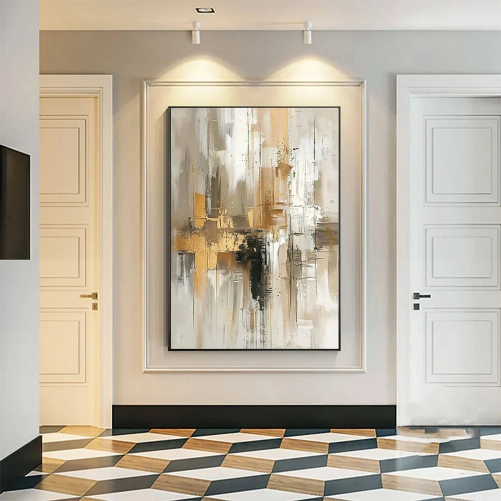 Beige and Brown Abstract Wall Art #AT001