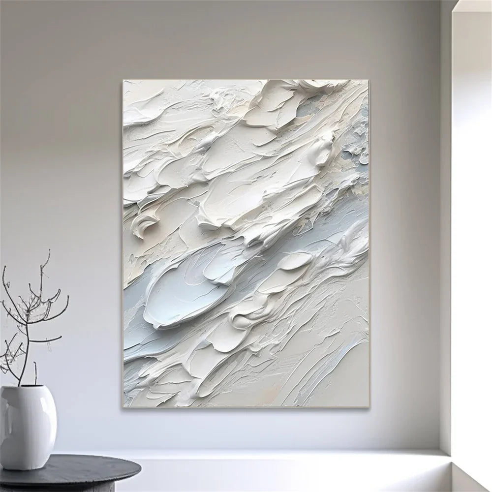 White Minimalist Textured Wall Art #MT058