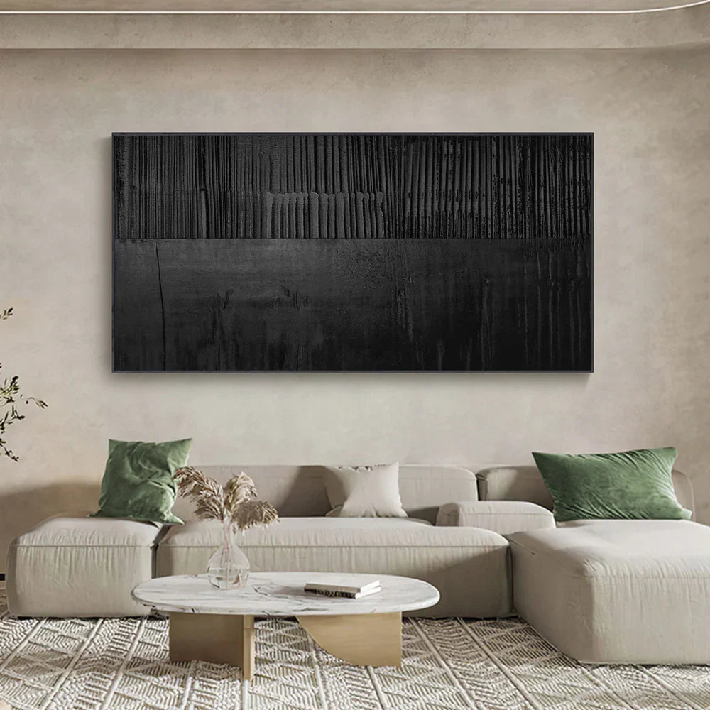 Black Minimalist Textured Wall Art #MT030