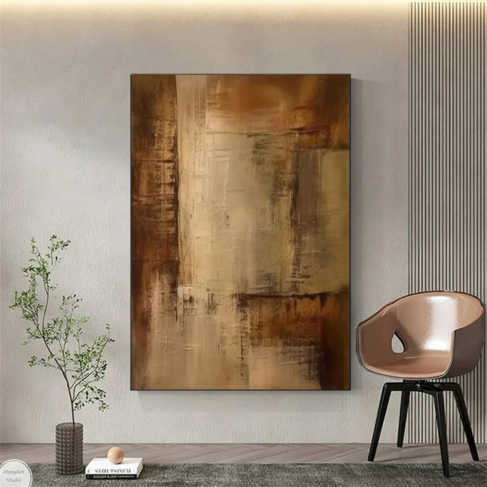 Beige and Brown Abstract Wall Art  #AT105