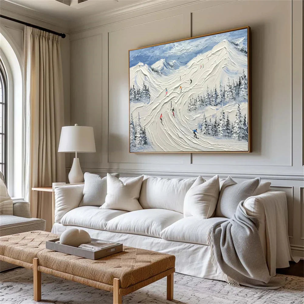 Skiing Sport Art Textured Canvas #PT011