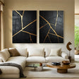 Black and Gold Minimalist Textured Wall Art Set of 2 #MT055