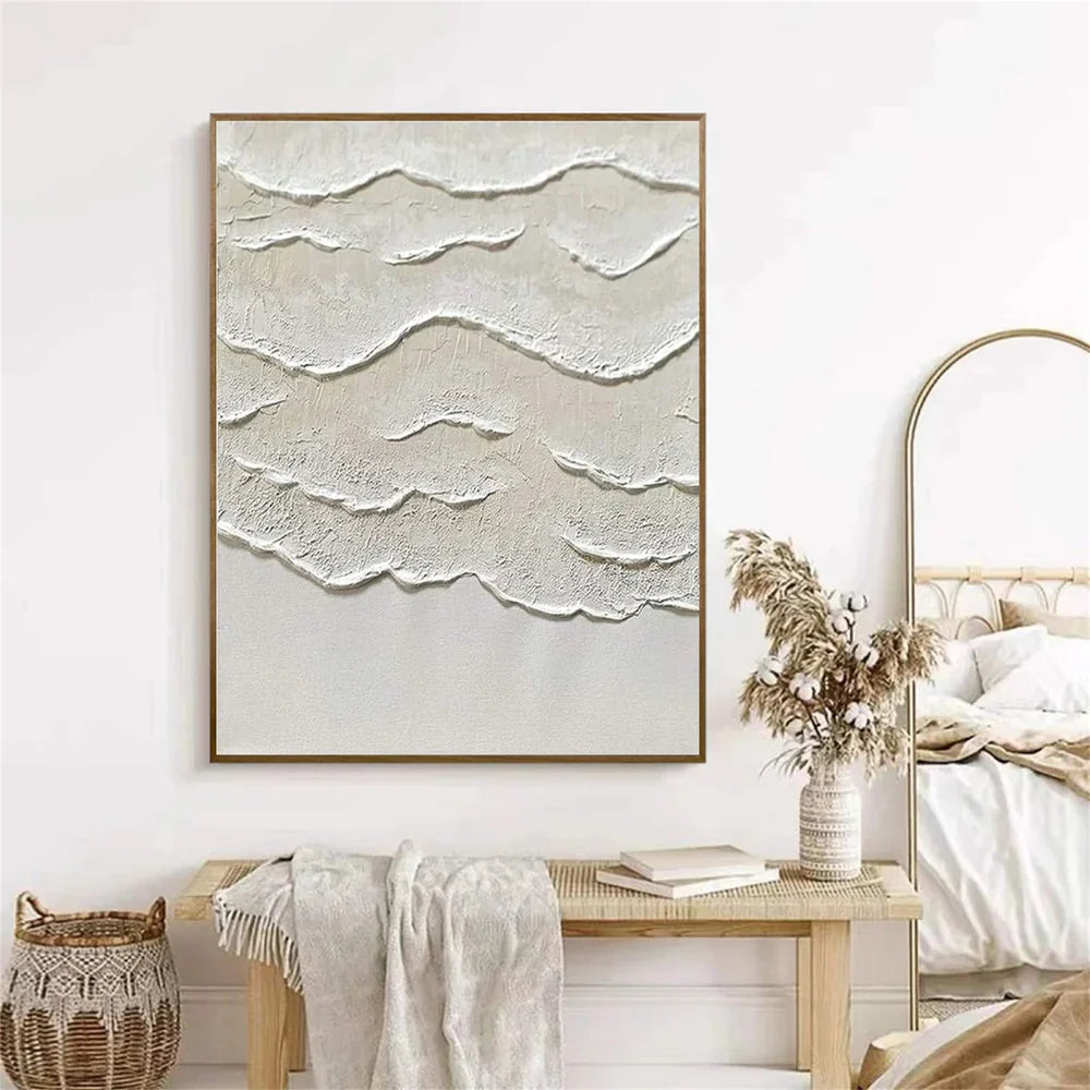 White Minimalist Textured Wall Art #MT122