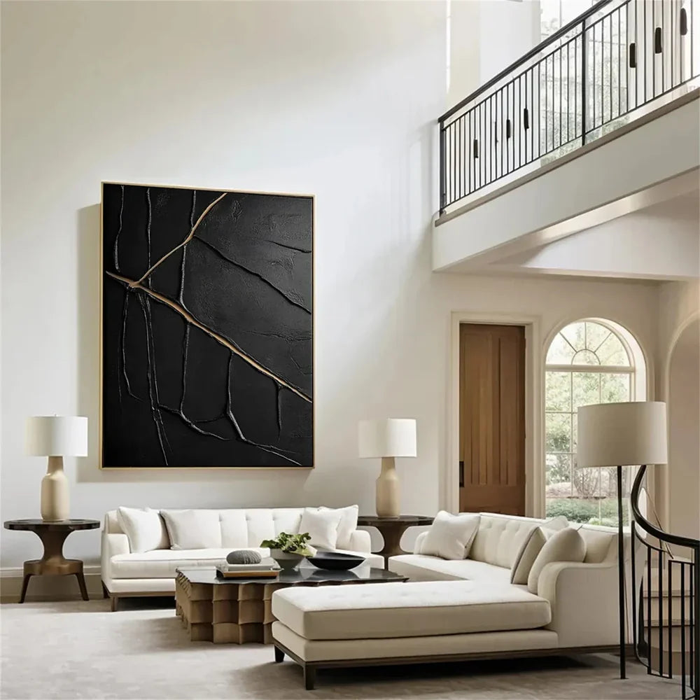 Black Minimalist Textured Wall Art #MT078