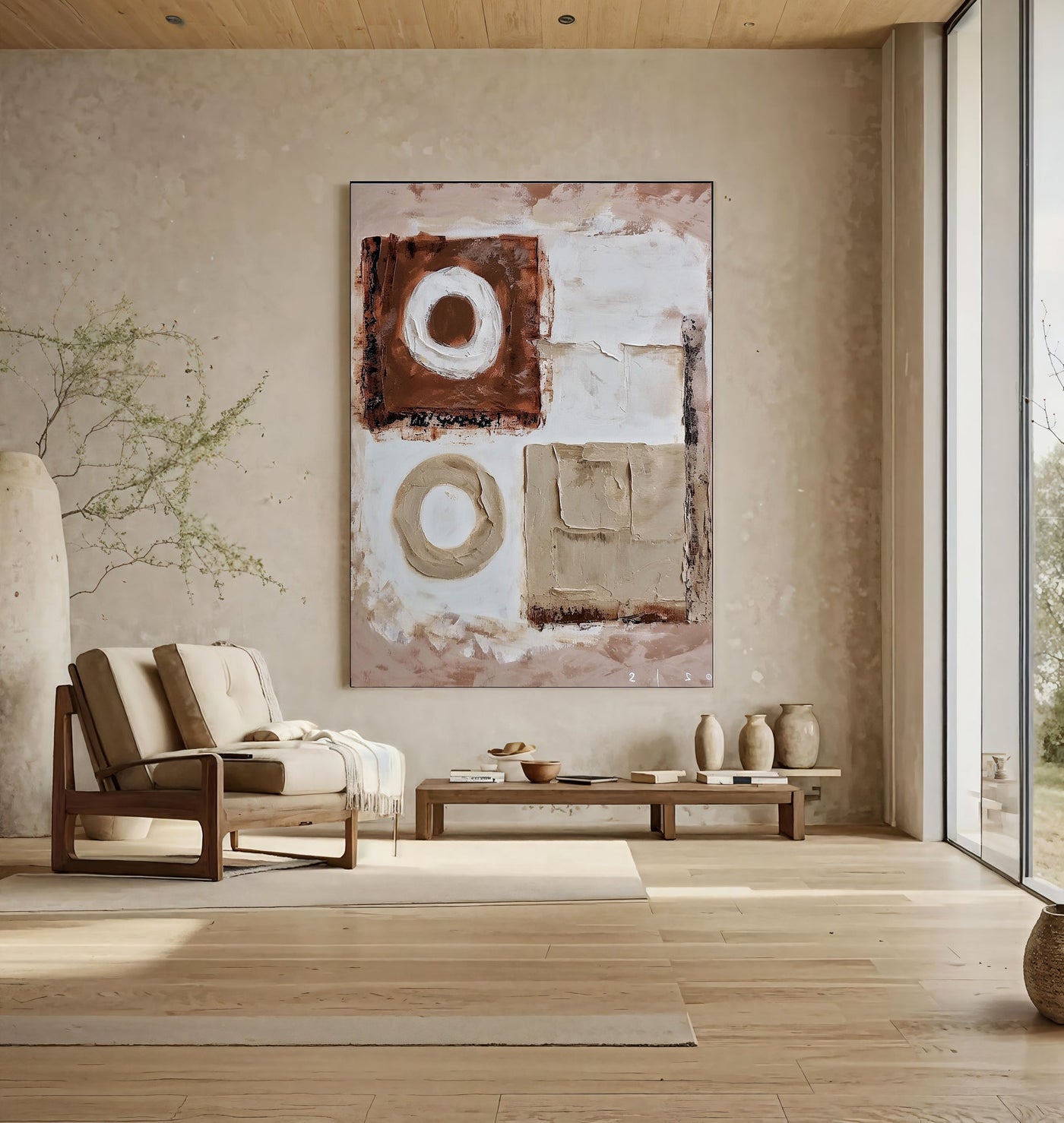 Textured Geometric Warmth | Beige Fusion